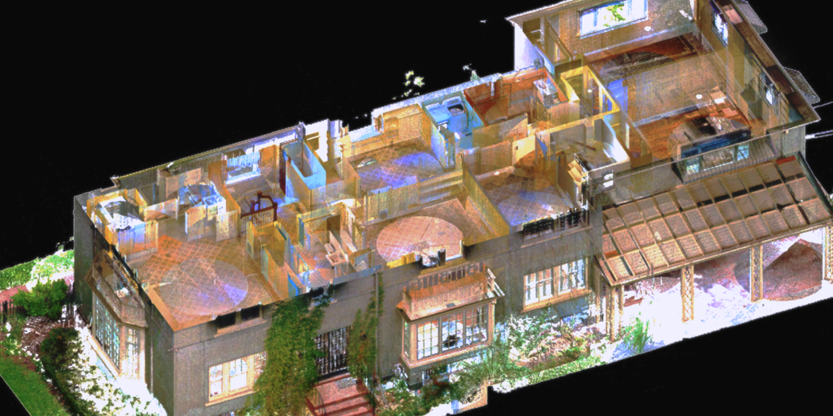 Color laser-scan point cloud of a building from Leica Geosystems and Archileaf Architectural Consultants